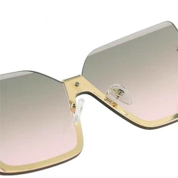 Vintage Oversized Square Trendy Rimless Shades Gradient Sunglasses - Picture 4 of 5
